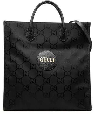 Pre-owned Gucci 2016-2025 Medium Gg Nylon Off The Grid Convertible Tote Satchel In Black