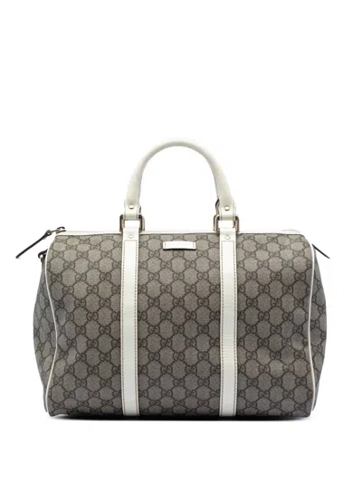 Pre-owned Gucci 2016-2025 Medium Gg Supreme Joy Boston Bag In White
