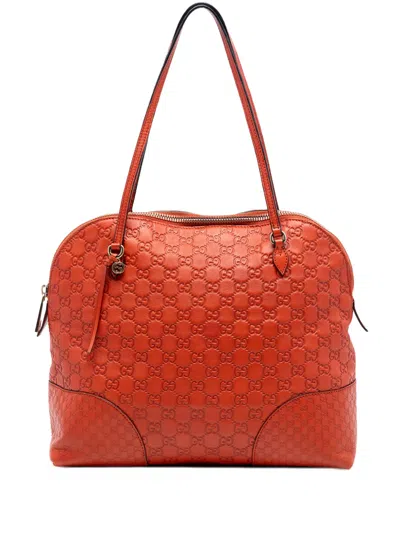 Pre-owned Gucci 2016-2025 Medium Ssima Bree Dome Tote Bag In Orange