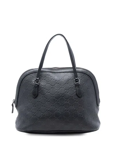 Pre-owned Gucci 2016-2025 Medium Ssima Dome Satchel In Black