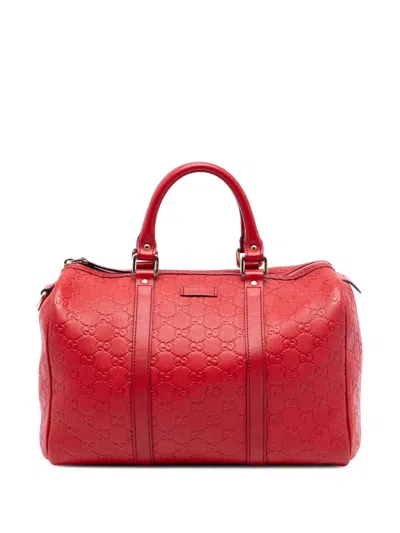 Pre-owned Gucci 2016-2025 Medium Ssima Joy Boston Bag In Red