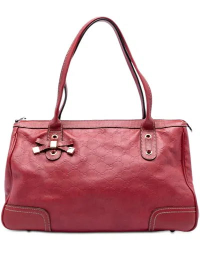 Pre-owned Gucci 2016-2025 Medium Ssima Princy Tote Bag In Red