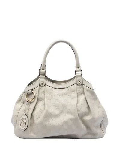 Pre-owned Gucci 2016-2025 Medium Ssima Sukey Tote Bag In White