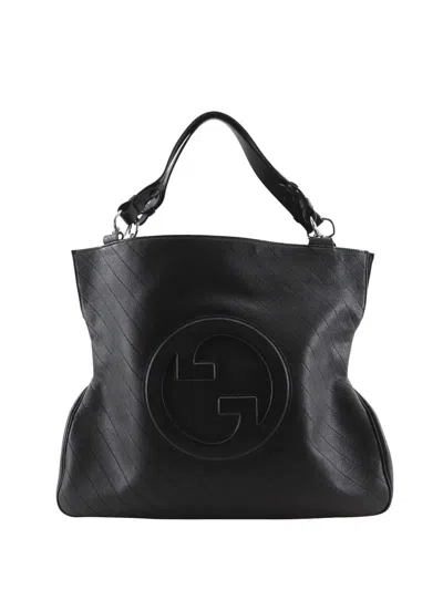 Pre-owned Gucci 2016-2025 Medium Matelasse Leather Blondie Tote Satchel In Black