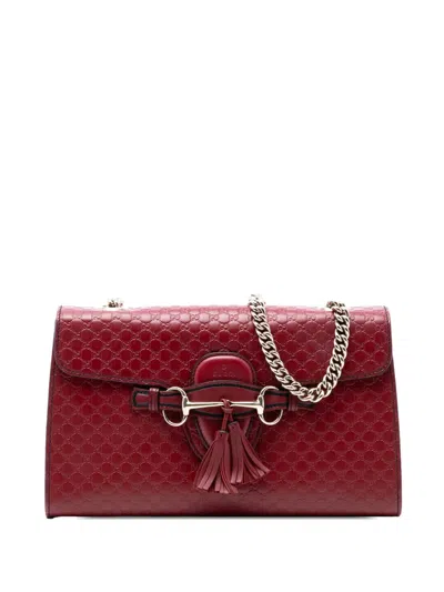 Pre-owned Gucci 2016-2025 Medium Microssima Emily Shoulder Bag In Red
