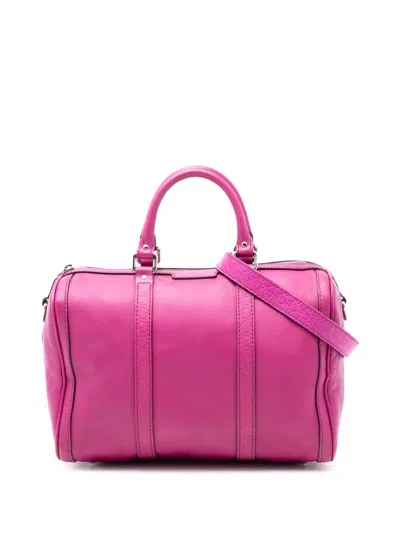 Pre-owned Gucci 2016-2025 Medium Microssima Trimmed Joy Boston Bag Satchel In Pink