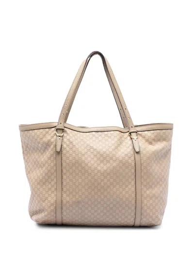 Pre-owned Gucci 2016-2025 Microssima Nice Tote Bag In Brown
