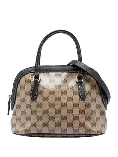 Pre-owned Gucci 2016-2025 Mini Gg Crystal Dome Satchel In Neutral