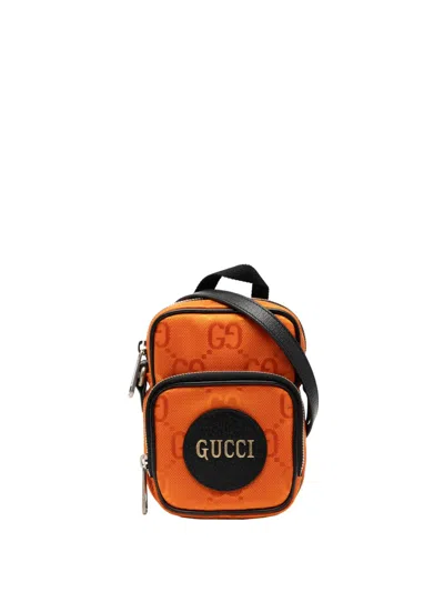 Pre-owned Gucci 2016-2025 Mini Gg Nylon Off The Grid Satchel In Orange