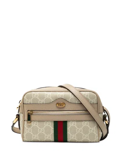 Pre-owned Gucci 2016-2025 Mini Gg Supreme Ophidia Crossbody Bag In Brown