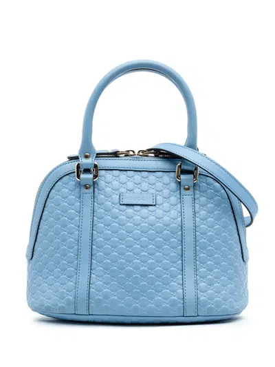 Pre-owned Gucci 2016-2025 Mini Microssima Dome Satchel In Blue
