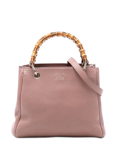 Pre-owned Gucci 2016-2025 Small Calfskin Bamboo Shopper Satchel In Pink