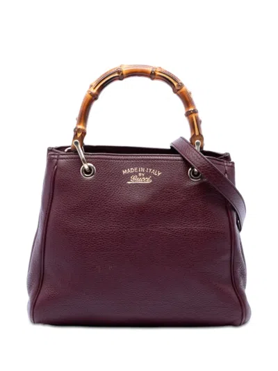 Pre-owned Gucci 2016-2025 Small Calfskin Bamboo Shopper Satchel In Purple