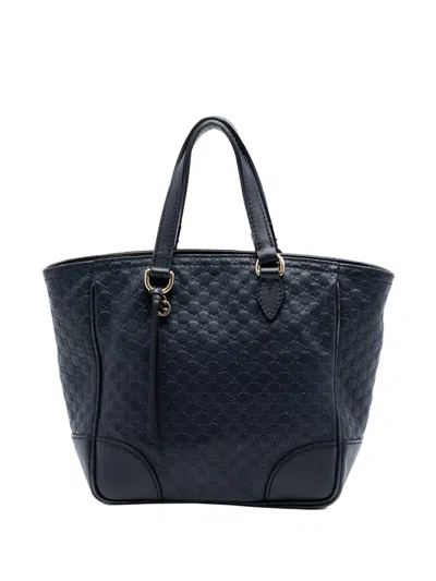 Pre-owned Gucci 2016-2025 Small Microssima Bree Satchel In Blue
