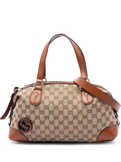 Pre-owned Gucci 2016-2026 Brick Lane Gg Canvas Satchel Bag In Brown