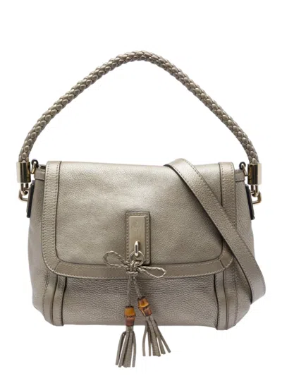Pre-owned Gucci 2016-2026 Calfskin Bella Flap Satchel In Gold
