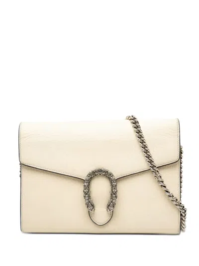 Pre-owned Gucci 2016-2026 Calfskin Dionysus Wallet On Chain Crossbody Bag In Brown