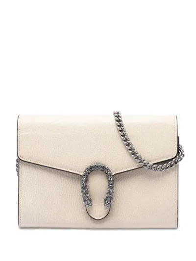 Pre-owned Gucci 2016-2026 Calfskin Dionysus Wallet On Chain Crossbody Bag In Brown
