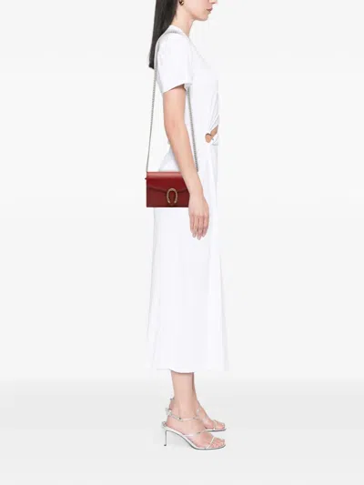 Pre-owned Gucci 2016-2026 Calfskin Dionysus Wallet On Chain Crossbody Bag In Red