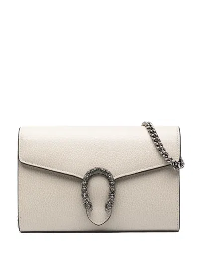 Pre-owned Gucci 2016-2026 Calfskin Dionysus Wallet On Chain Crossbody Bag In White