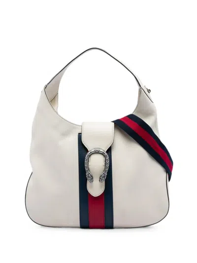 Pre-owned Gucci 2016-2026 Calfskin Dionysus Web Satchel In White