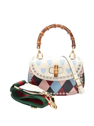 Pre-owned Gucci 2016-2026 Calfskin Lovelight Bamboo Top Handle Bag Satchel In Multi
