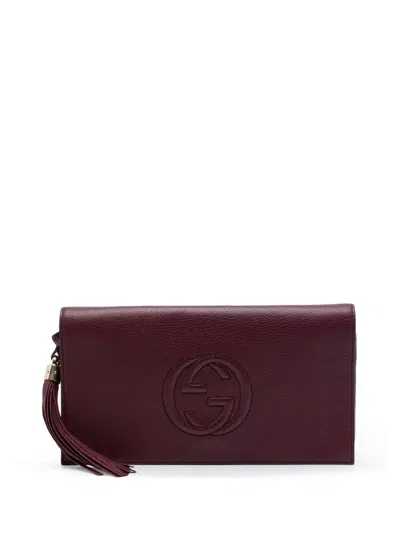 Pre-owned Gucci 2016-2026 Calfskin Soho Disco Clutch Bag In Red