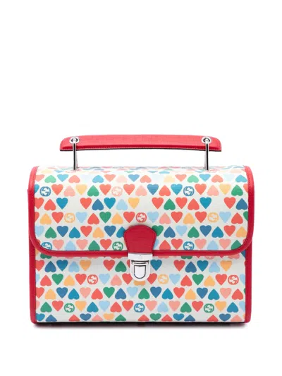 Pre-owned Gucci 2016-2026 Childrens Coated Canvas Heart Handbag In Red