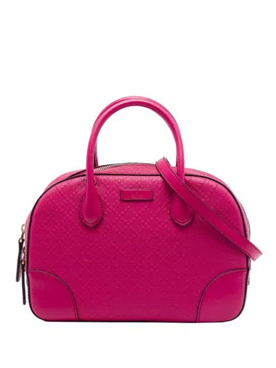 Pre-owned Gucci 2016-2026 Diamante Bright Calfskin Satchel In Pink