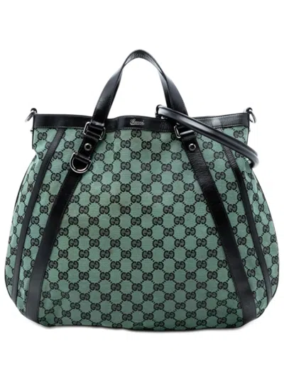 Pre-owned Gucci 2016-2026 Gg Canvas Abbey D Ring Convertible Satchel In Green