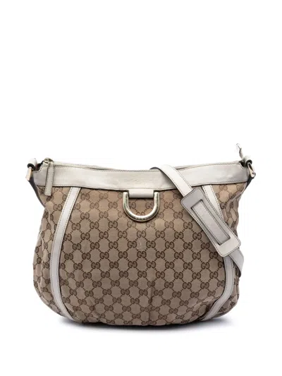 Pre-owned Gucci 2016-2026 Gg Canvas Abbey D Ring Crossbody Bag In White