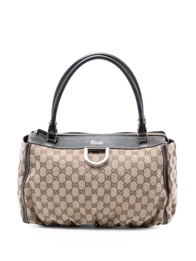 Pre-owned Gucci 2016-2026 Gg Canvas Abbey D Ring Tote Bag In Neutral