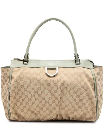 Pre-owned Gucci 2016-2026 Gg Canvas Abbey D Ring Tote Bag In Neutral