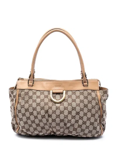 Pre-owned Gucci 2016-2026 Gg Canvas Abbey D Ring Tote Bag In Neutral