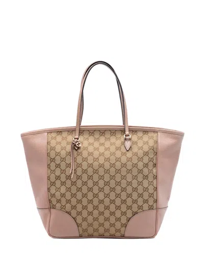 Pre-owned Gucci 2016-2026 Gg Canvas And Leather Bree Tote Bag In Pink