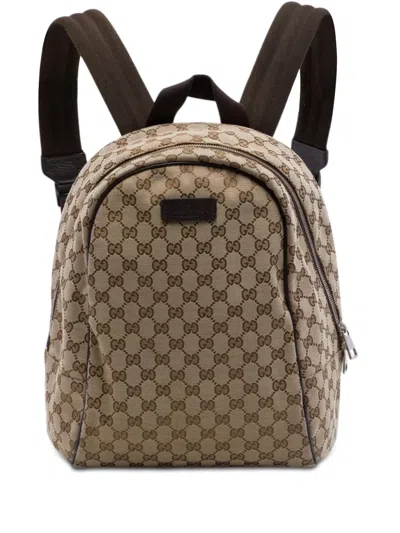 Pre-owned Gucci 2016-2026 Gg Canvas Backpack In Neutral