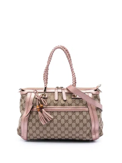Pre-owned Gucci 2016-2026 Gg Canvas Bella Satchel In Neutral
