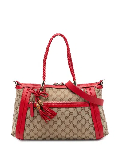 Pre-owned Gucci 2016-2026 Gg Canvas Bella Satchel In Neutrals