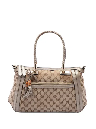 Pre-owned Gucci 2016-2026 Gg Canvas Bella Satchel In Neutrals