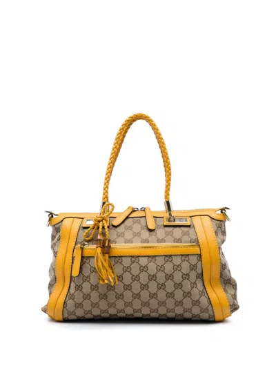 Pre-owned Gucci 2016-2026 Gg Canvas Bella Satchel In Neutrals