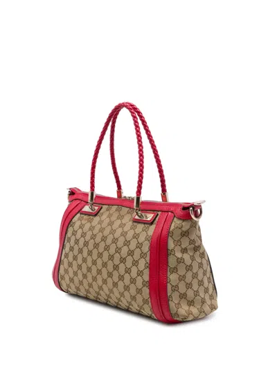 Pre-owned Gucci 2016-2026 Gg Canvas Bella Satchel In Neutrals