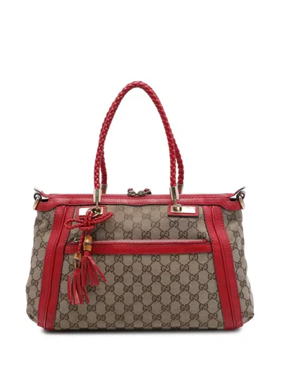 Pre-owned Gucci 2016-2026 Gg Canvas Bella Satchel In Red