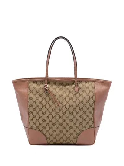 Pre-owned Gucci 2016-2026 Gg Canvas Bree Tote Bag In Neutrals
