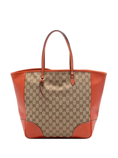 Pre-owned Gucci 2016-2026 Gg Canvas Bree Tote Bag In Orange