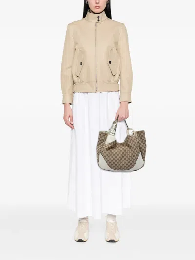 Pre-owned Gucci 2016-2026 Gg Canvas Charlotte Tote Bag In White