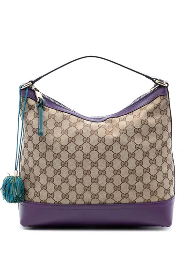 Pre-owned Gucci 2016-2026 Gg Canvas Cheer Hobo Handbag In Purple