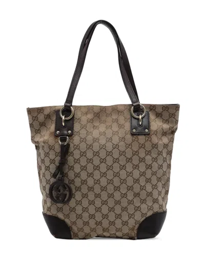 Pre-owned Gucci 2016-2026 Gg Canvas Gg Charm Tote Bag In 中性色