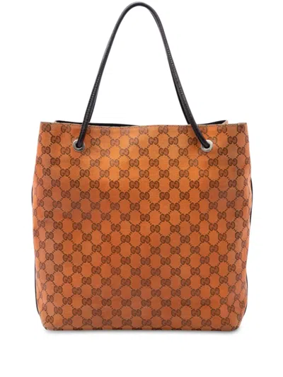 Pre-owned Gucci 2016-2026 Gg Canvas Gifford Tote Bag In Orange