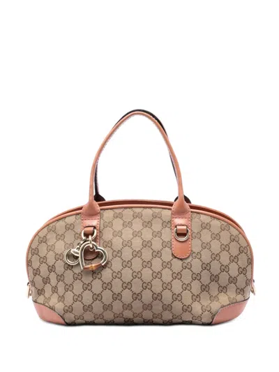 Pre-owned Gucci 2016-2026 Gg Canvas Heart Bit Satchel In Neutral
