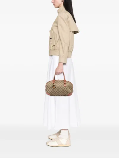 Pre-owned Gucci 2016-2026 Gg Canvas Heart Bit Satchel In Pink